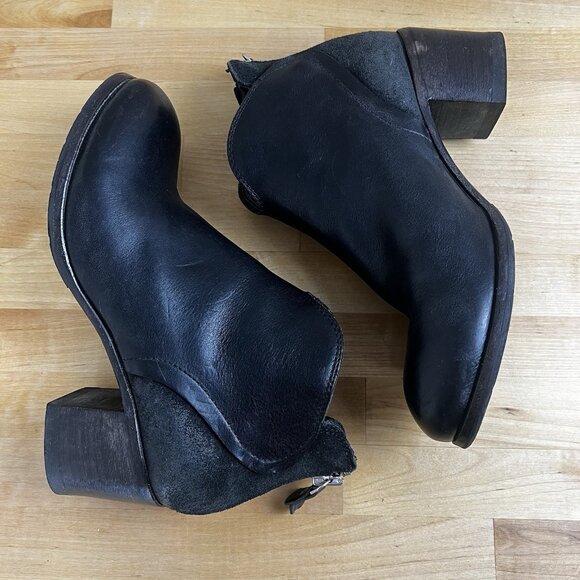 Moma Design Leather‎ Black Ankle Boots Block Heel Made in Italy Size 37 - Picture 7 of 13